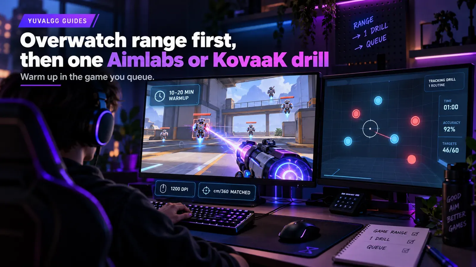 Best aim training (2026): the Overwatch range first, then one Aimlabs or KovaaK drill